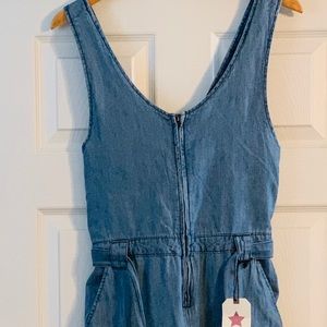 Vanilla Star Jean Jumper Jumpsuit Wide Leg. Med.